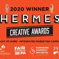 Artwork with Hermes Creative Awards and client logos.