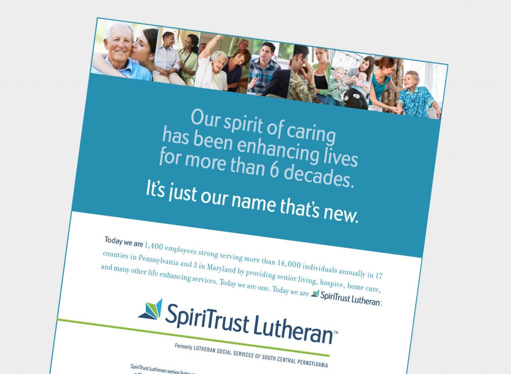 SpiriTrust Lutheran Ad showing new name and logo.