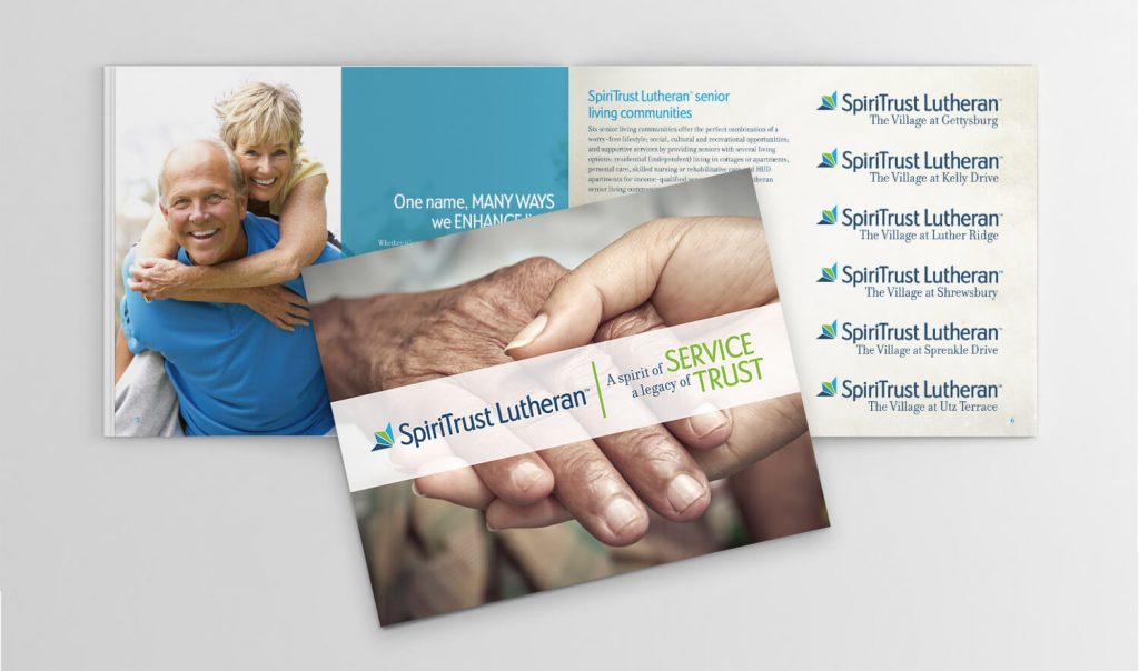 Brochure cover with hand holding a senior's hand.
